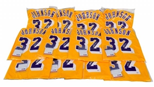 Lot of 12 Magic Johnson Signed Lakers Home Yellow Jerseys 